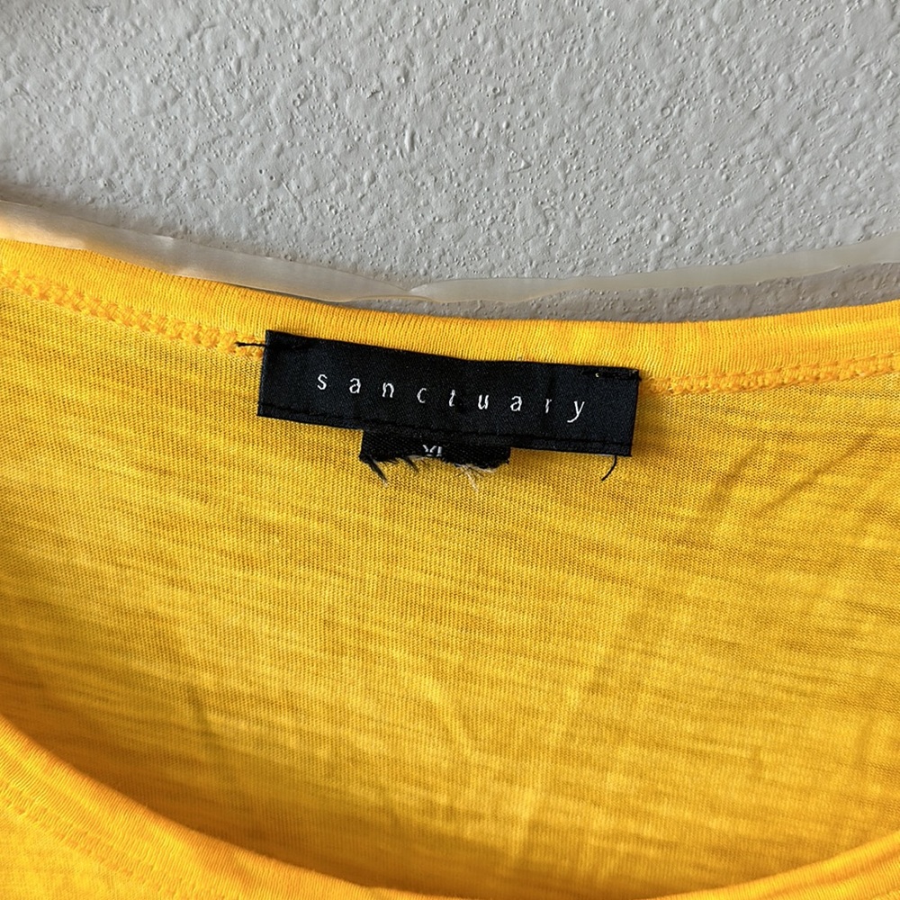 Sanctuary Yellow Short Sleeve Tie Front Blouse XL - Picture 4 of 10